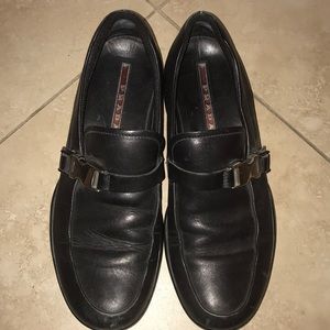 Prada Italian leather loafers with a buckle